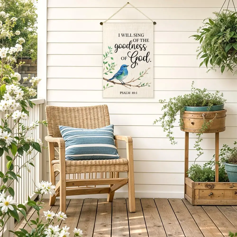 I Will Sing Of The Goodness Of God. Psalms 89:1 Garden Flag Double-Sided Yard Outdoor Decoration 12x18 Inch, Christian Blueb PPM