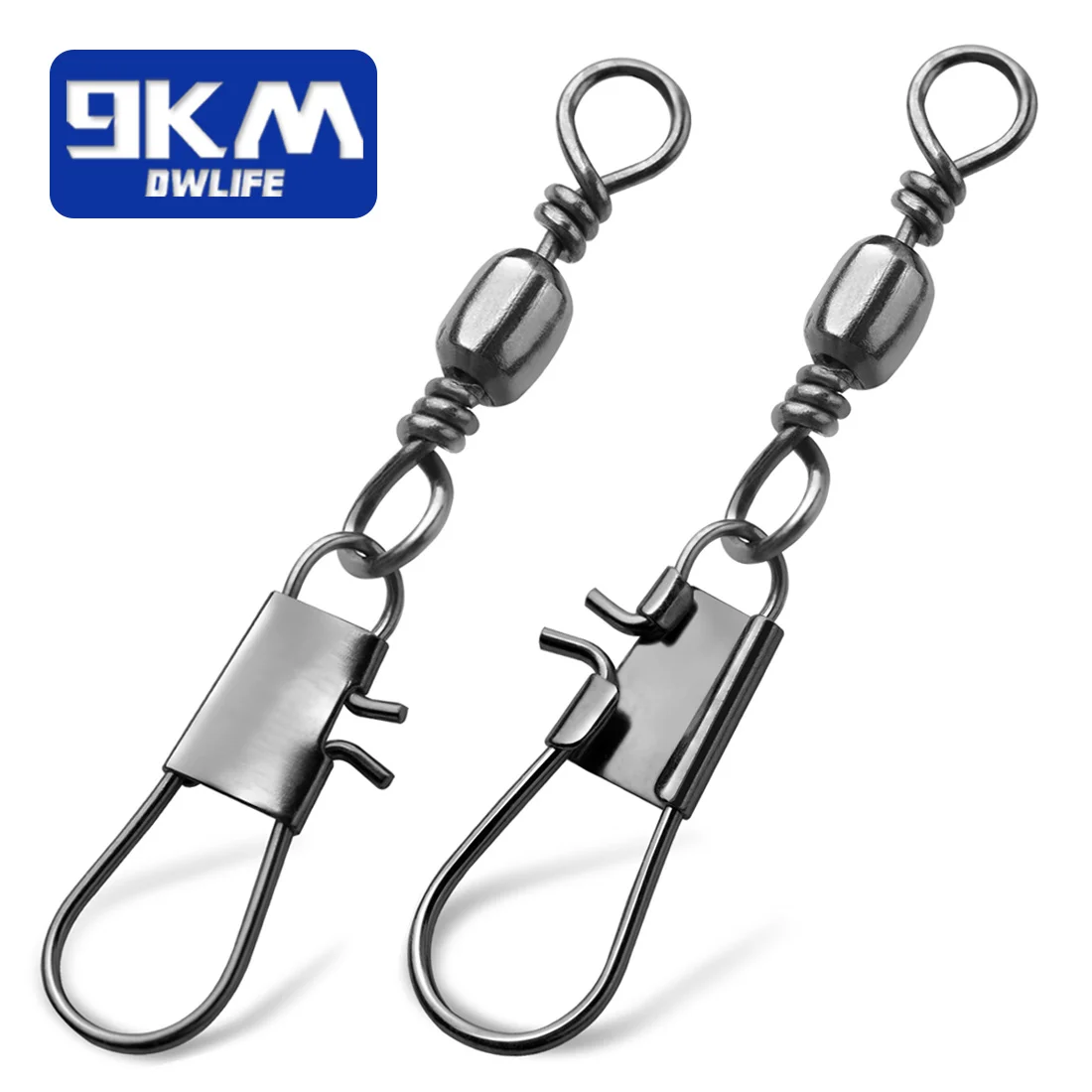 Giratorios de barril de 9KM con enclavamiento Snap 50 ~ 200 Uds conector de señuelo de pesca de curricán aparejos de pesca de agua dulce y salada