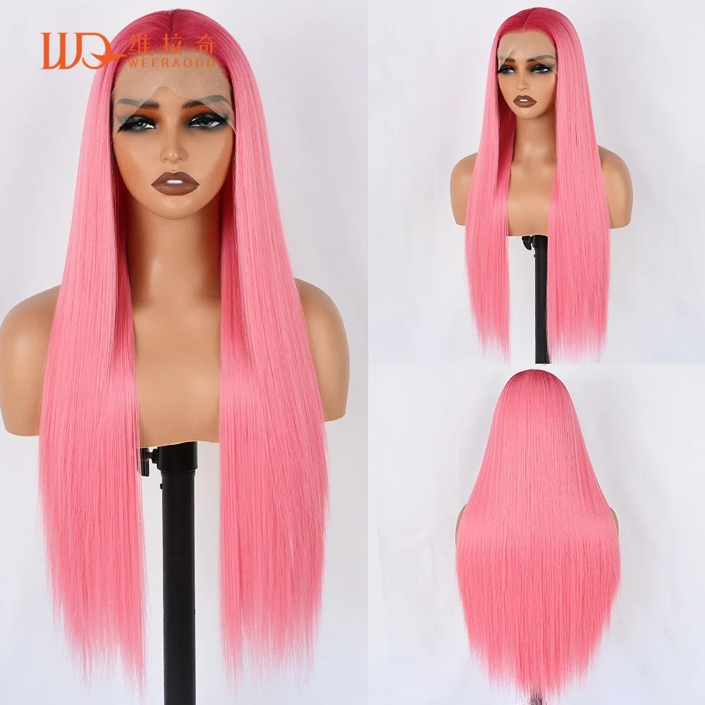 peluca-larga-y-lisa-de-28-pulgadas-con-frente-de-encaje-color-rosa-intenso-13x4-sin-pegamento-resistente-al-calor-cabello-sintetico-suave-y-natural-para-fiestas-y-uso-diario