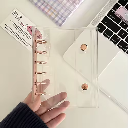 A7 Widening Double Button Transparent PVC Soft Cover Binder Cover Journal Sketchbook Accessories Diary Office Supplies - Image 13