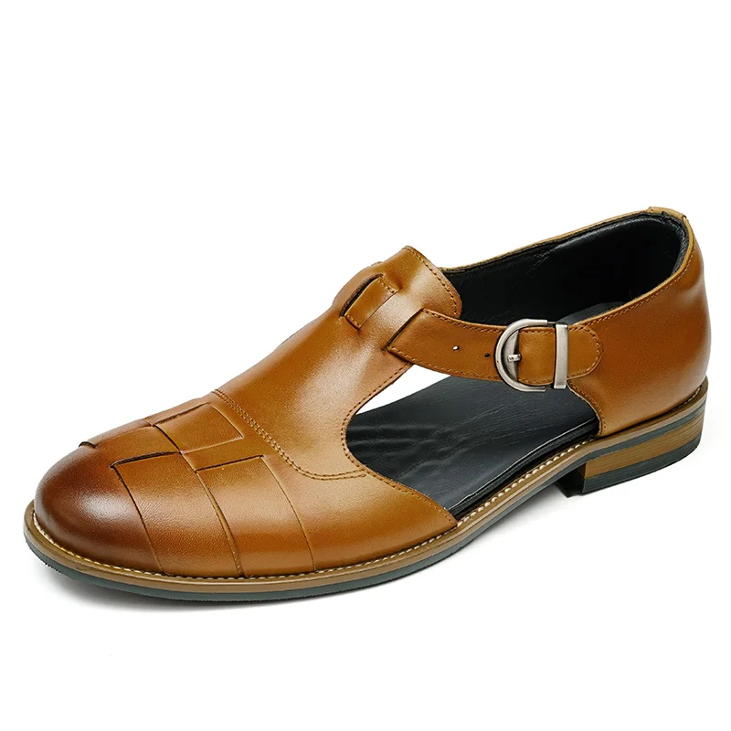 

Chic Summer Cow Leather Casual Buckle Beach Sandals men shoes