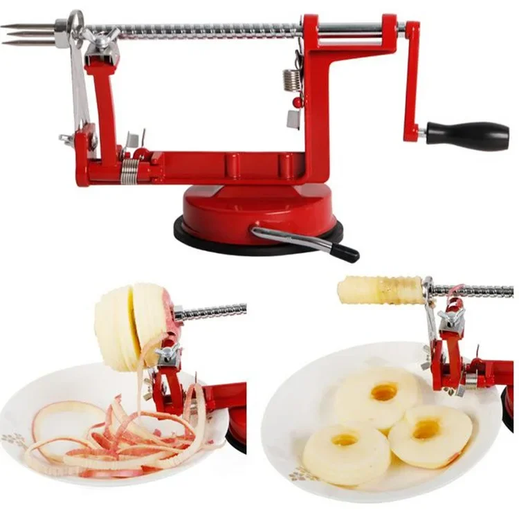 Hand Cranked Three in One Apple Peeler, Multifunctional Fruit Peeler, Stainless Steel Peeler