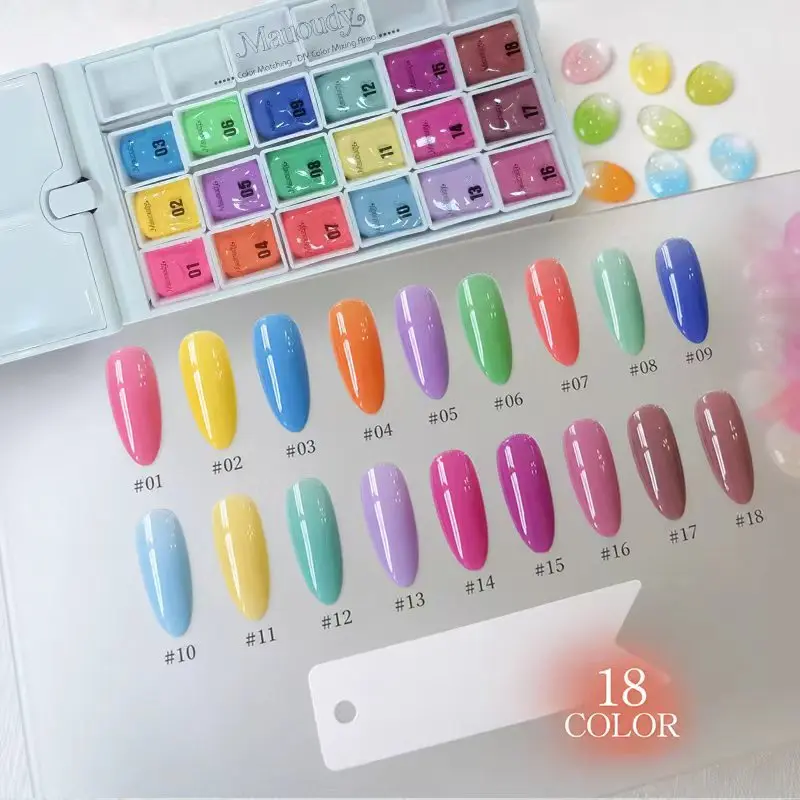 18-Color Fluorescent Dopamine Style Gel Nail Polish – UV Gel for DIY Nail Art & Manicure – Suitable for Beginners