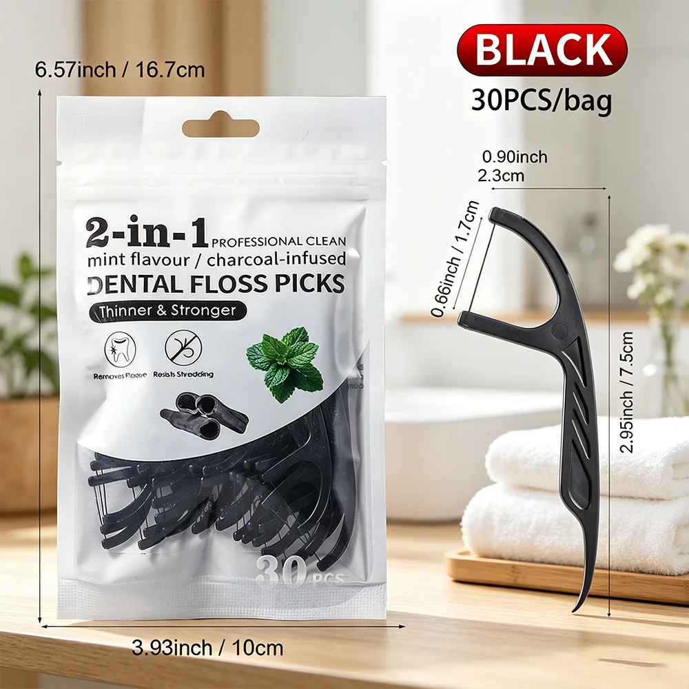 Portable Dental Floss Picks 30Pcs, Ultra Smooth High Strength Floss Sticks Multi Color Flavor Teeth Gap Cleaning Oral Hygiene To