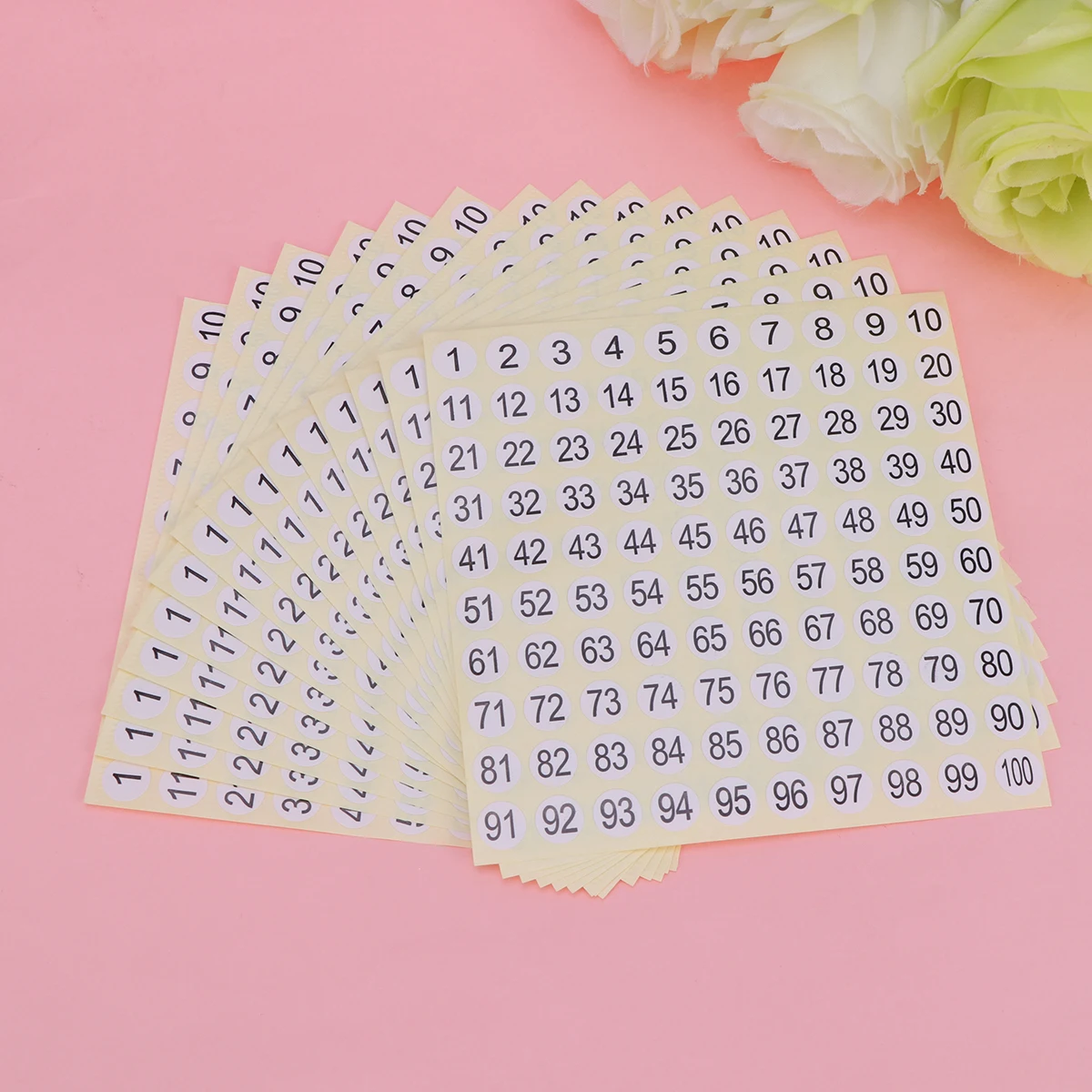 

20 Sheets Digital Number Stickers Clear Small Passed for Tags Round Label Paper