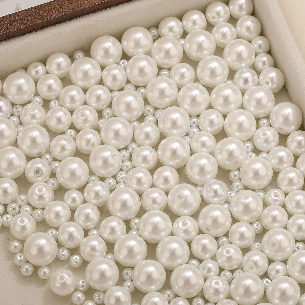 100 pz 4/6/8/10mm Perle D'imitazione di Vetro di Alta Qualità Branelli Allentati Rotondi per il Braccialetto FAI DA TE Collana Orecchino Gioielli Fatti A Mano mestiere