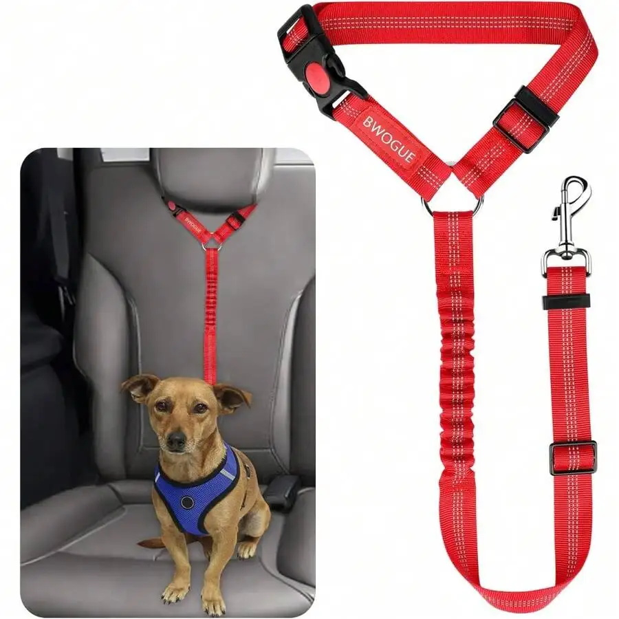 Pet Dog Cat Seat Belts, Car Headrest Restraint Adjustable Safety Leads Vehicle Seatbelt Harness (1 Pack)