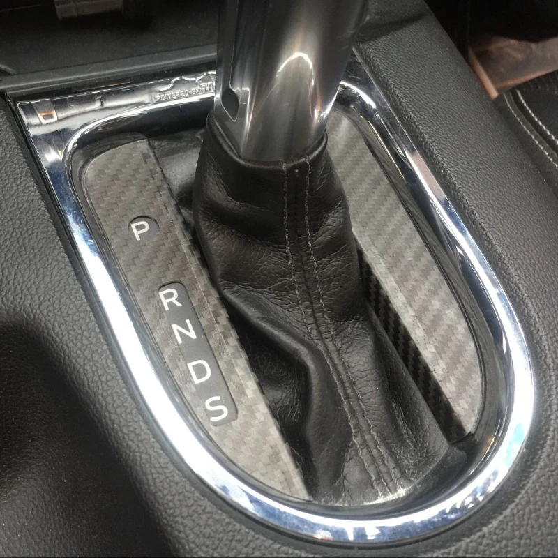 

For Ford Mustang Real Dry carbon fiber gear frame trim panels on both sides gear handle lower gear cover stickers interior
