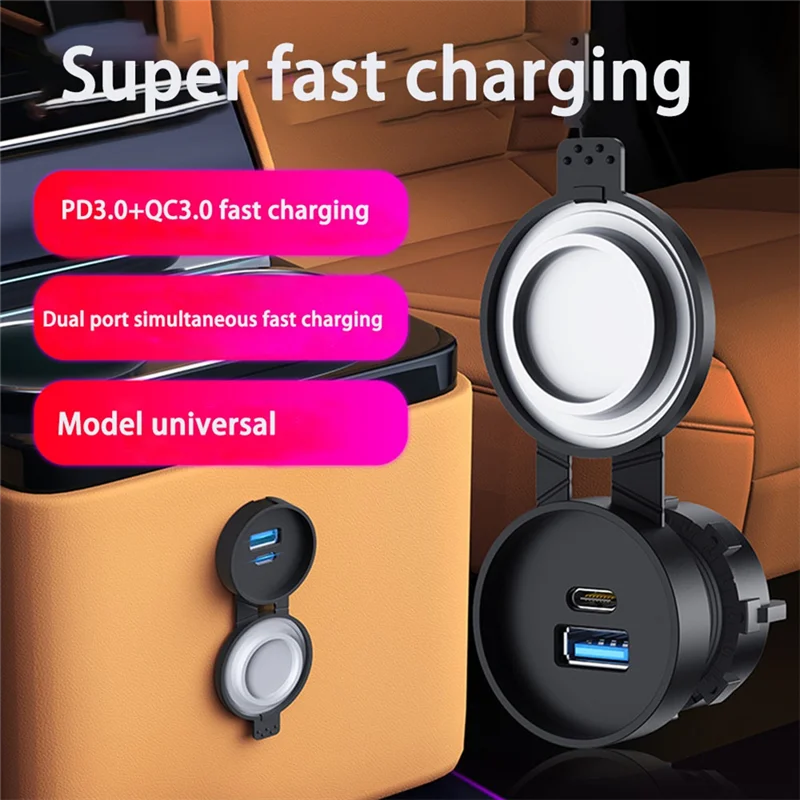 P-Premium-USB-A Tipo-C QC3.0 Presa di ricarica rapida Alimentatore per auto Adattatore di ricarica impermeabile per moto da nave