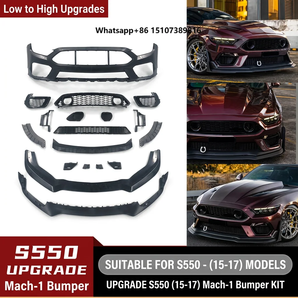 Car S550 2015-2017 Upgrade Mach 1 Style Front Bumper With Lip Grille Conversion Body Kit for Mustang 2015-2017
