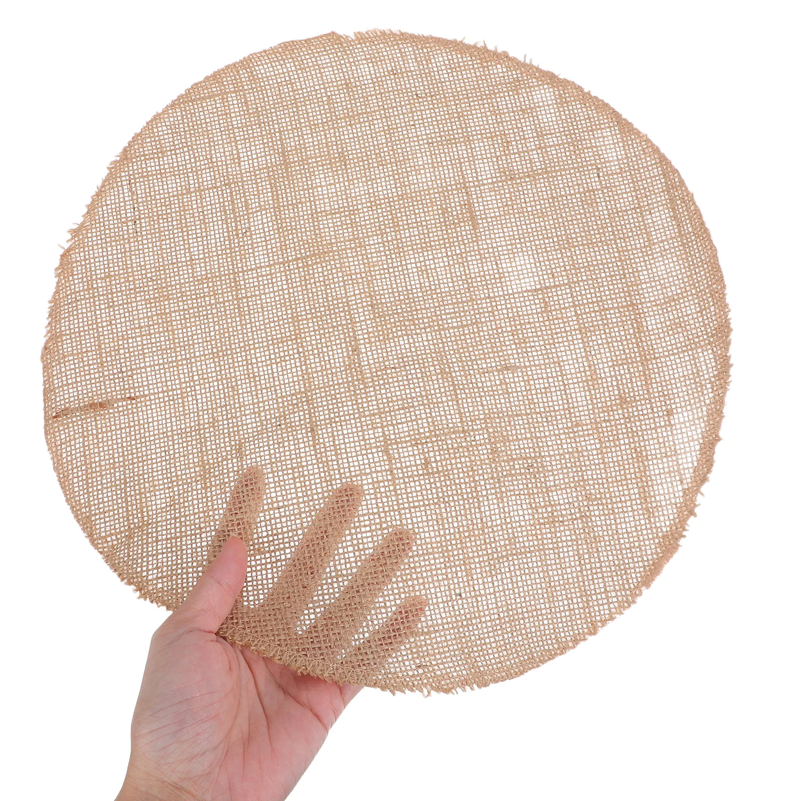 

6Pcs Rustic Round Burlap Placemats Natural Farmhouse Cloth Dining Table Mats Heat Resistant for Wedding Party Table Decoration