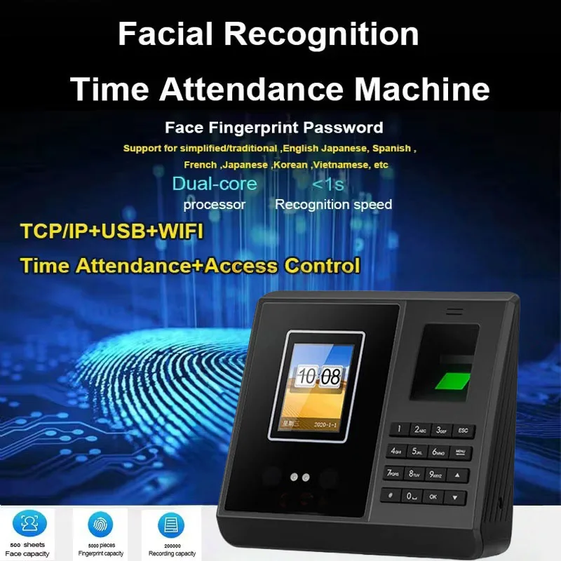 X5 with WIFI examiner USB fingerprint facial facial recognition RFID card staff time clock time recorder system door system all-