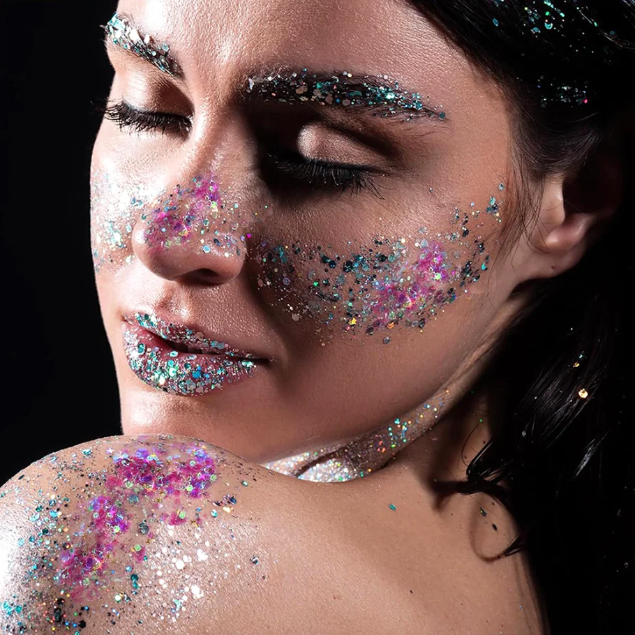 Private Label Vegan Wholesale Makeup Face Glitter Gel No Glue Chunky Glitter Custom Logo Makeup Powder
