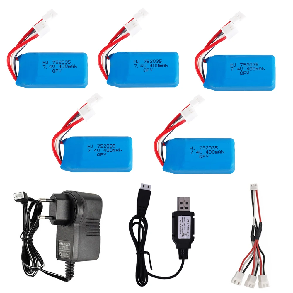 7.4V 2S 400mah Lipo Battery with Chager for DM007 RC Quadcopter DM007 toys Parts 7.4V high quality battery XH2.54 Plug wholesale