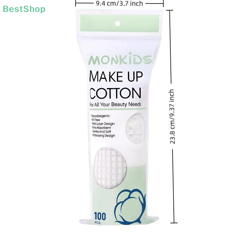 100 Uds. Almohadillas desmaquillantes circulares suaves y transpirables almohadillas de algodón con textura de perlas de doble cara, utilizadas para limpieza Facial diaria