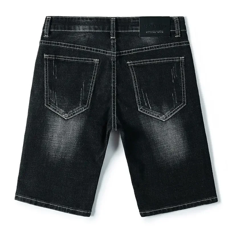 Shorts jeans gráficos rasgados retos para homens, jeans curtos rasgados, moda Y2k, calças de verão vintage, emo Xl Xxxl