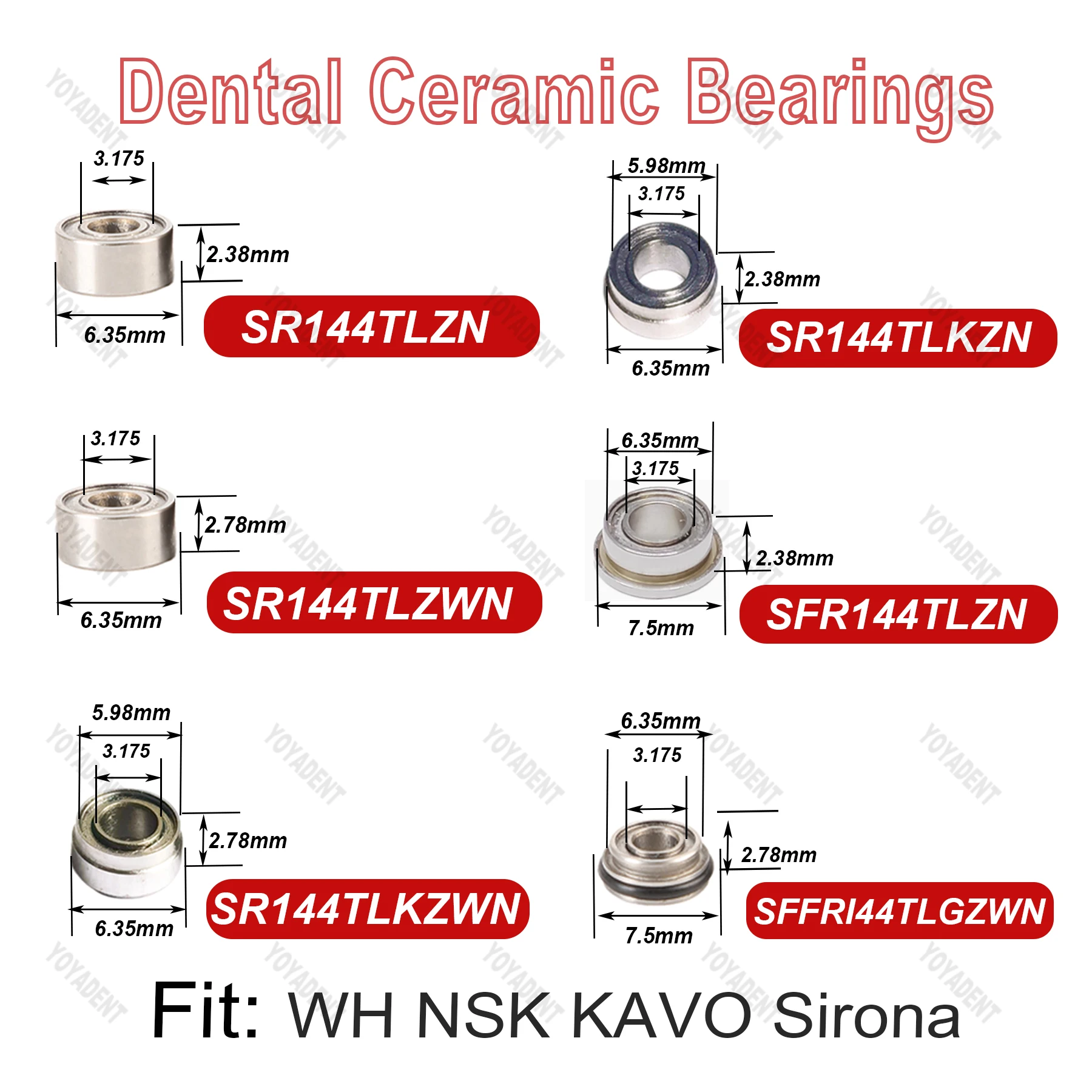 

10 шт., стоматологические подшипники, керамические подшипники для WH NSK KAVO Sirona, высокоскоростной наконечник, аксессуары для стоматологических инструментов