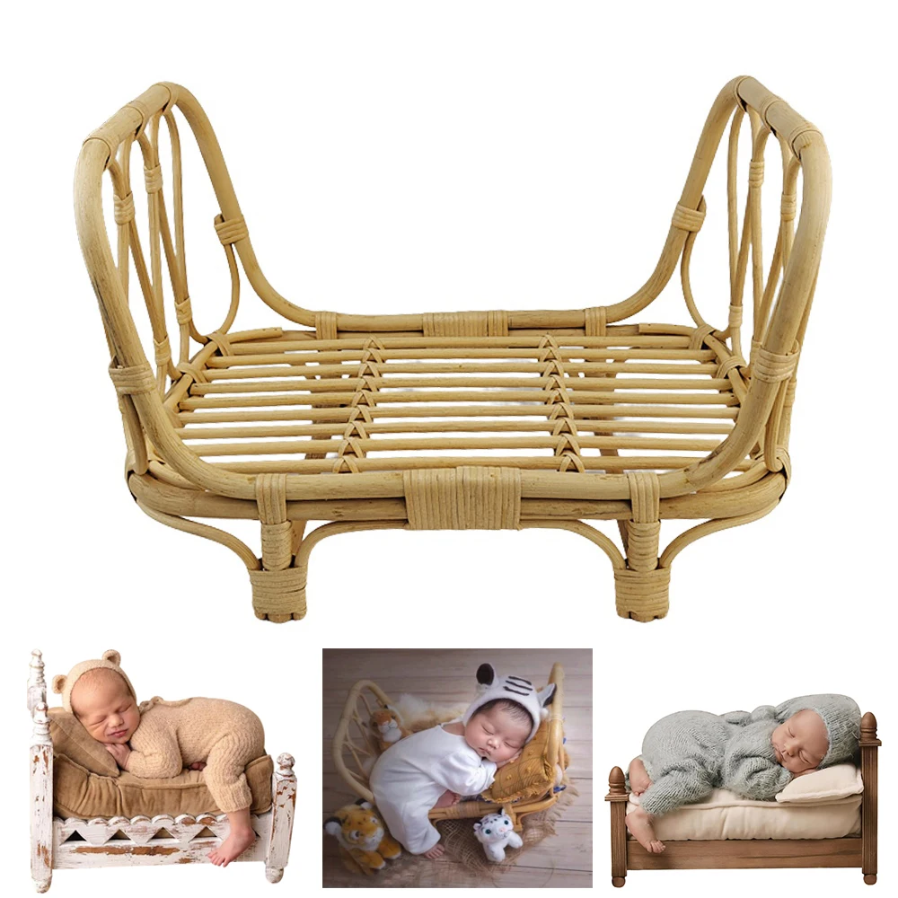 Baby Crib Rattan Bed Furniture for Newborn Photo Shooting  Doll Bed Newborn Photography Chair Fotografia Newborn Rattan Prop