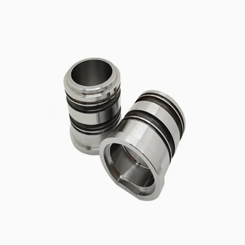 China Cnc Machining Fabrication3 4 5 Axis Custom Complex Metal Parts Service Step shaft sleeve with black sealing ring