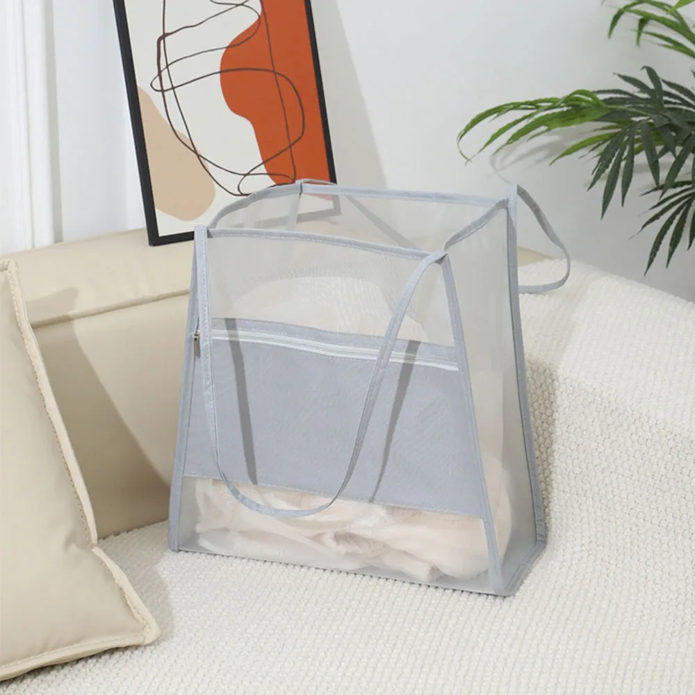 

New Mesh Shoulder Bag Hollow Large Capacity Makeup Storage Bag Transparent Multifunctional Handbag Women