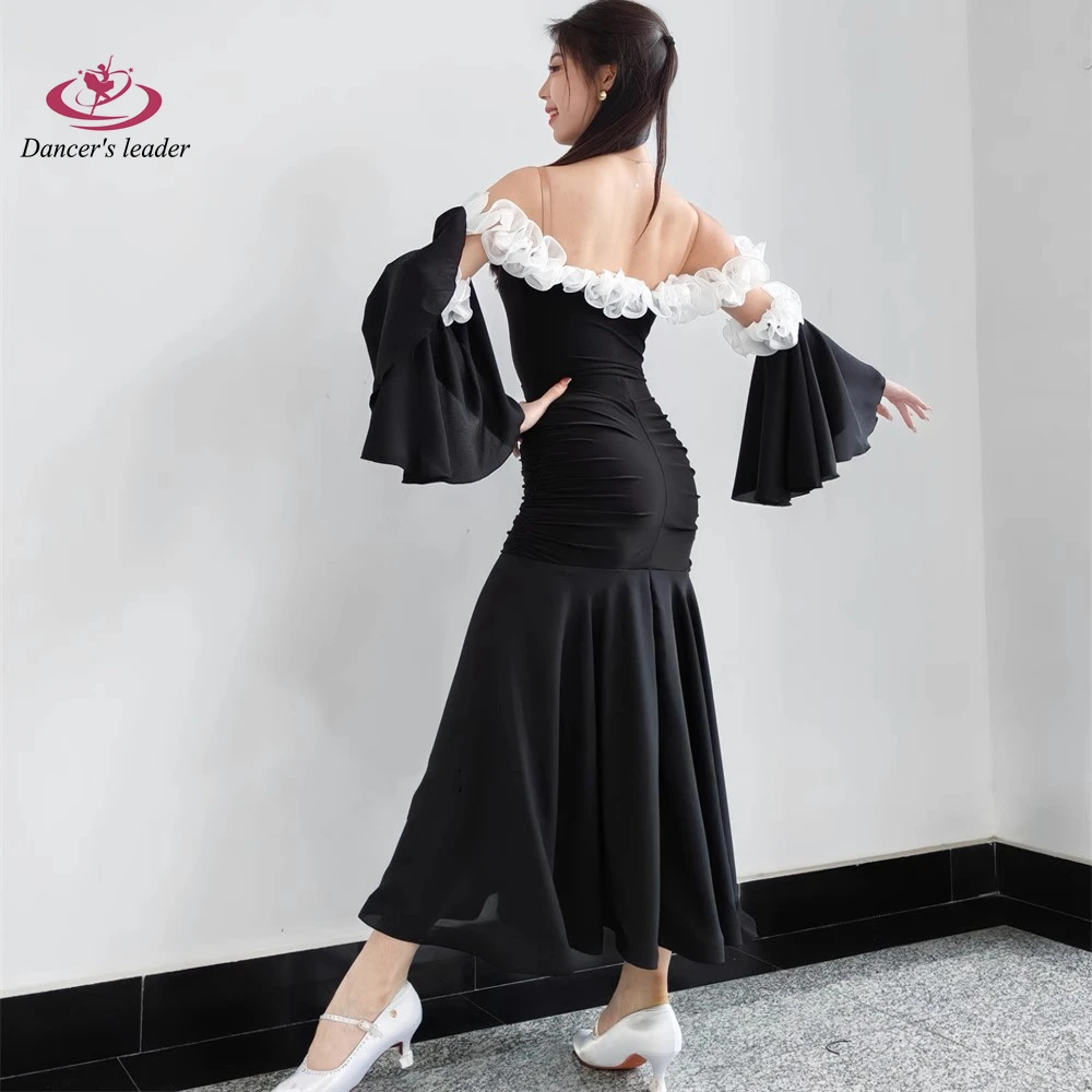 Concurso de dança latina feminino high-end rolos cozidos no vapor decote vestido de exame de arte cha cha samba vestido de desempenho