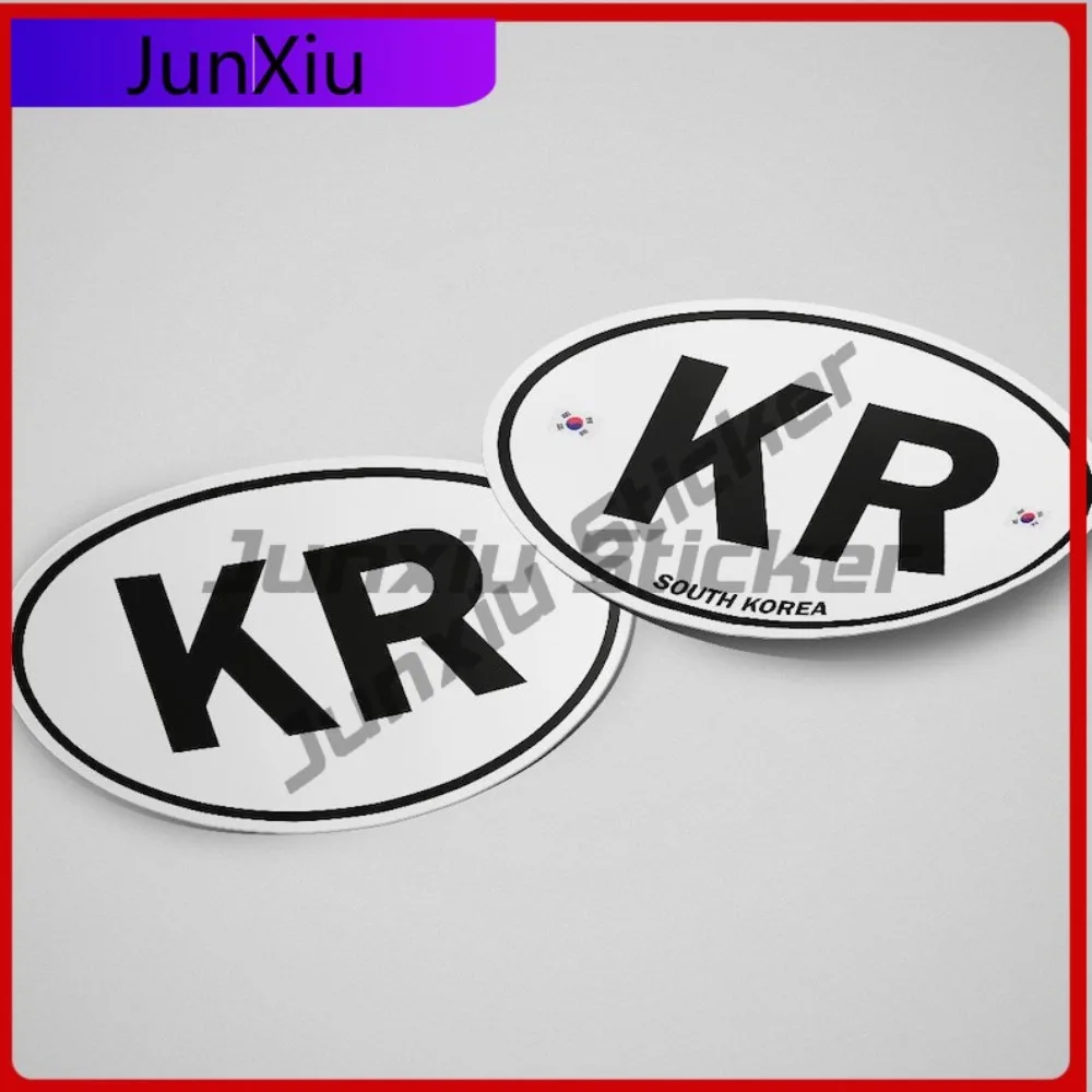 

South Korea Flag Sticker Oval-shaped White and Black Creative Car Windows Motorcycle Helmet Anti UV Scratch Proof Auto
