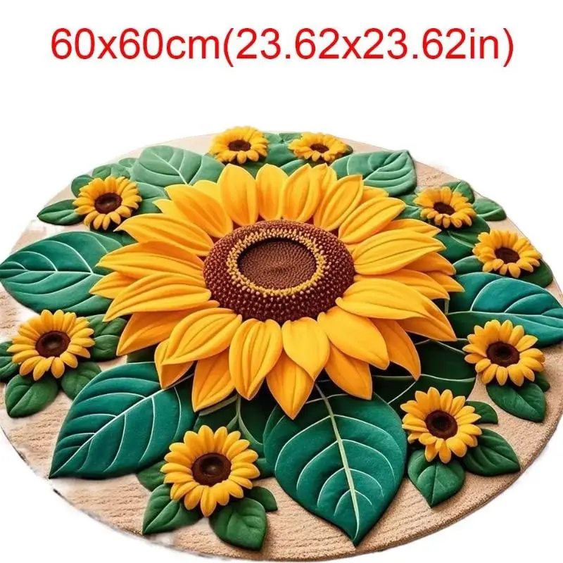 Special-shaped Sunflower Carpet Non-slip Absorbent Sunflower Mat 60x60cm Soft Flower Carpet For Living Room Tea Table Bedside