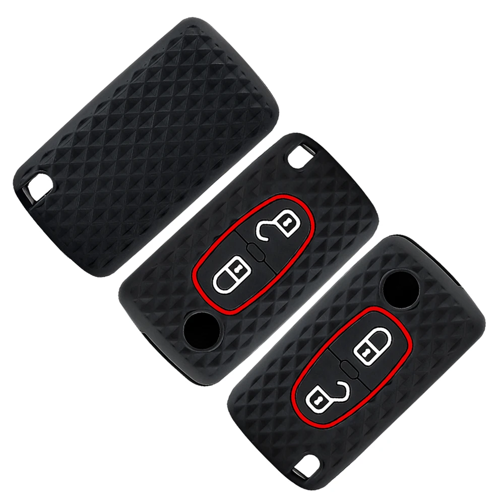 Silikon Autoschlüssel-Hülle Schlüsselanhänger Schlüsselgehäuse für Citroen C2 C3 C4 C5 C6 Xsara Berlingo für Peugeot 207 307 308 407 607 807