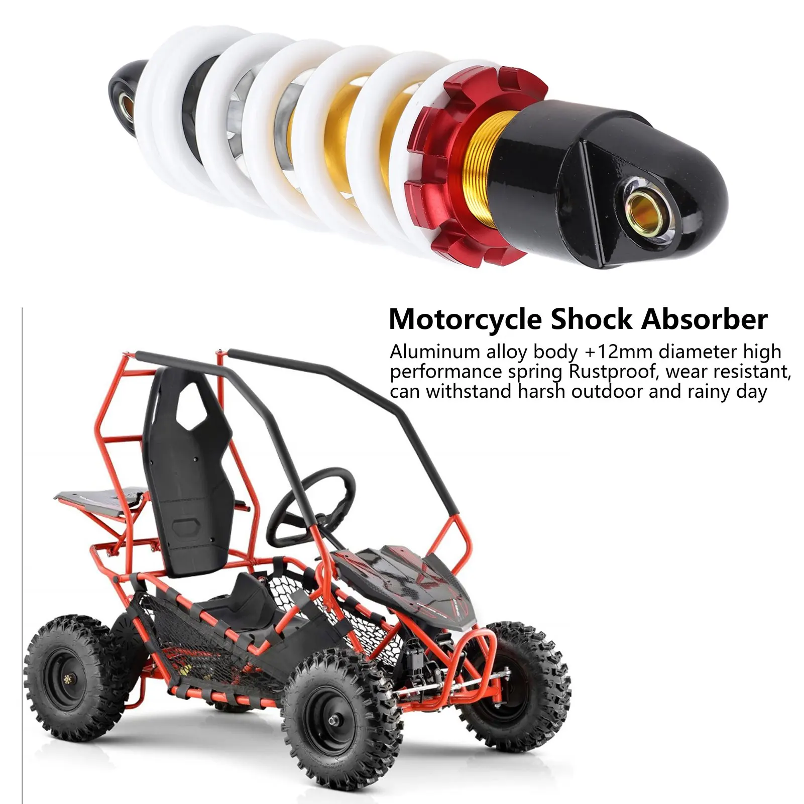 

Мотоциклетный амортизатор 550 фунтов, несущий амортизатор 280 мм с пружиной 12 мм для ATV Dirt Bike Go Kart Scooter