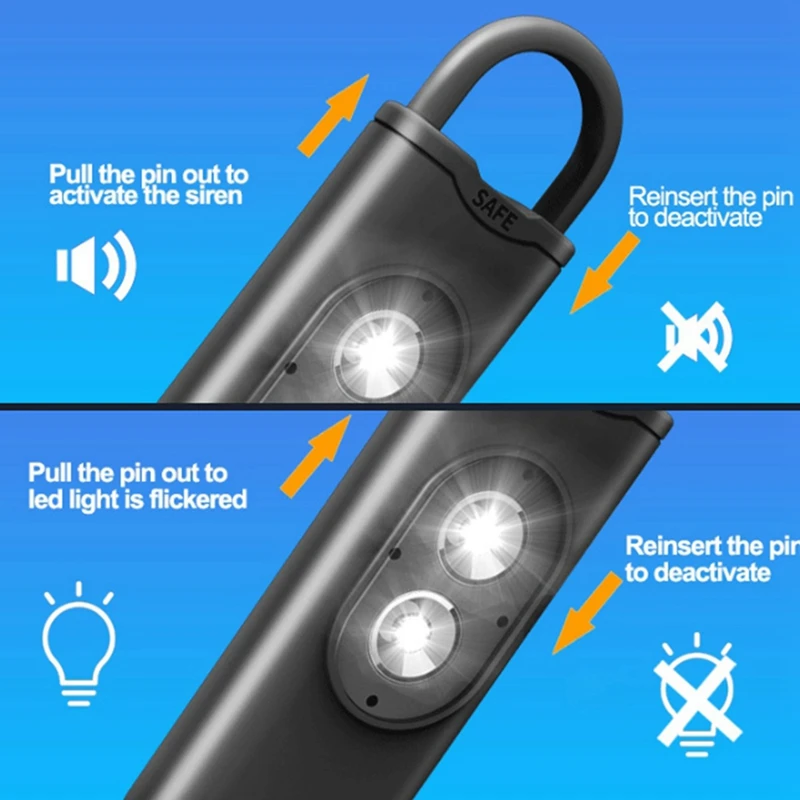 سلسلة مفاتيح إنذار للطوارئ ضد الذئب ، إنذار ذعر عالٍ ، تحمل الصراخ ، فتاة ، طفل ، امرأة ، 130 ديسيبل