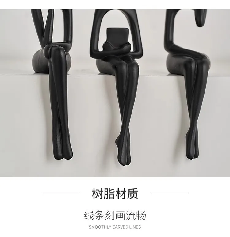 Resin Handicrafts Simulation Figure Sculptures Reader Portrait Abstract Art Sitting Figure Ornaments Home Decoration Accessories