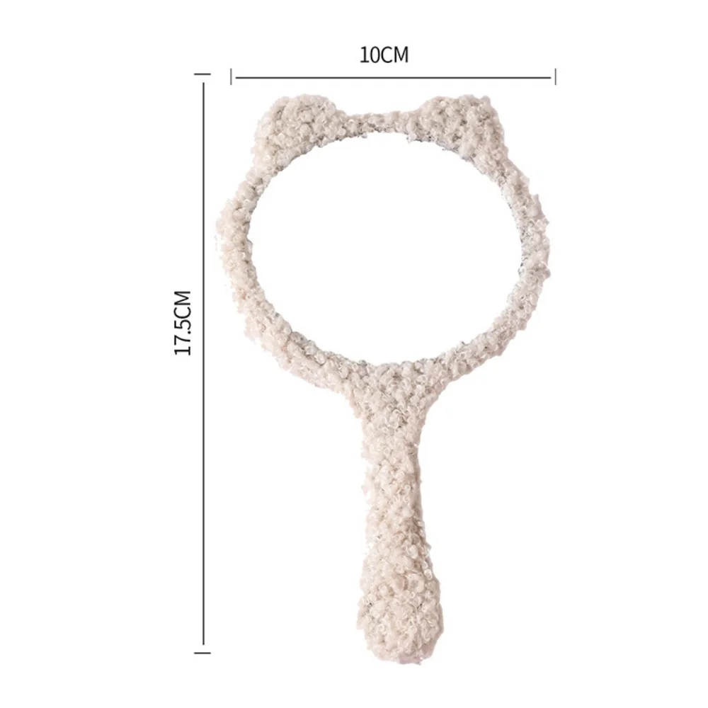 Confortável urso de pelúcia portátil espelho de maquiagem redondo desktop espelho cosmético portátil espelho de vaidade de alta definição para mulher