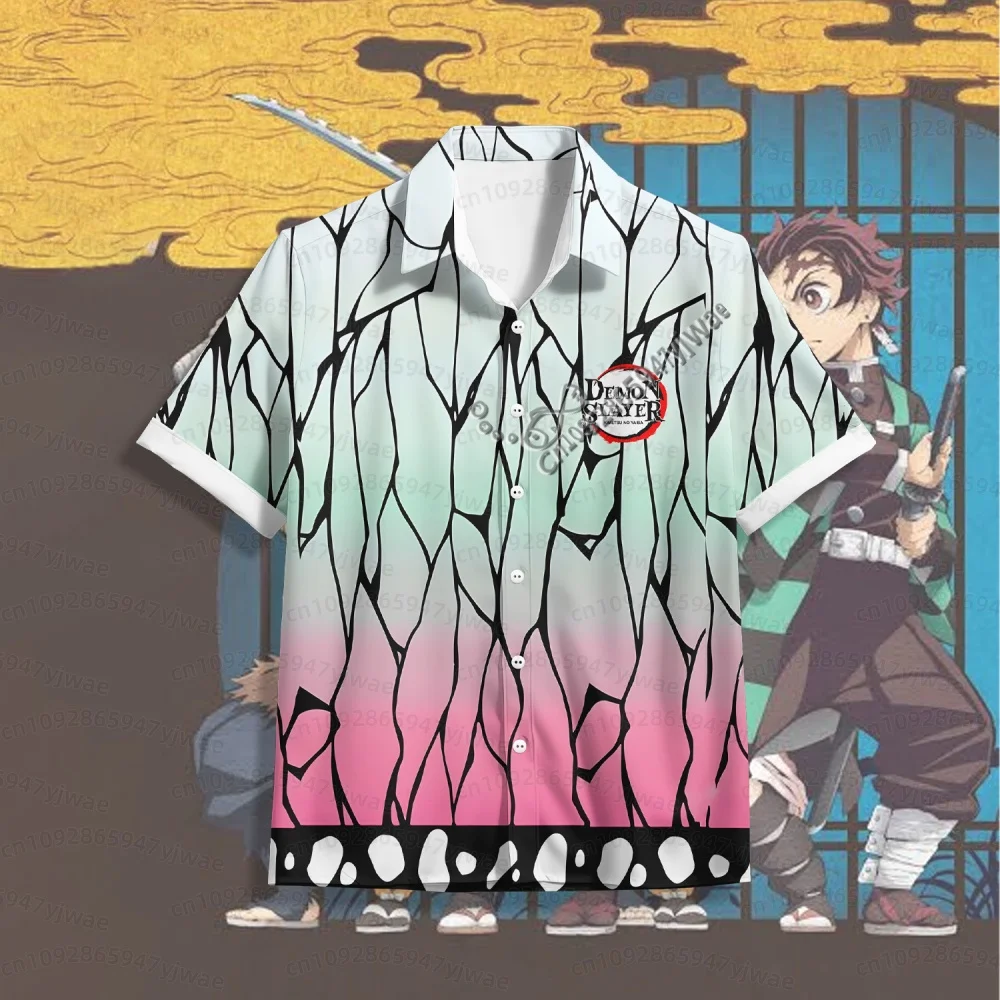26 Demon Slayer Beach Shirt Short-Sleeved Men's Shirt, 2026 New Style, Cartoon Japanese Anime Men's Hawaiian Shirt Men T-Shirt - view 5