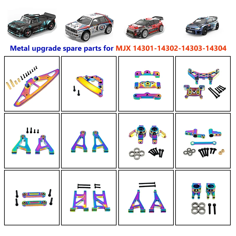 MJX Hyper Go 14301 14302 14303 14304 piezas de Metal de coche teledirigido juego de brazo oscilante superior e inferior soporte de torre de choque piezas de mejora