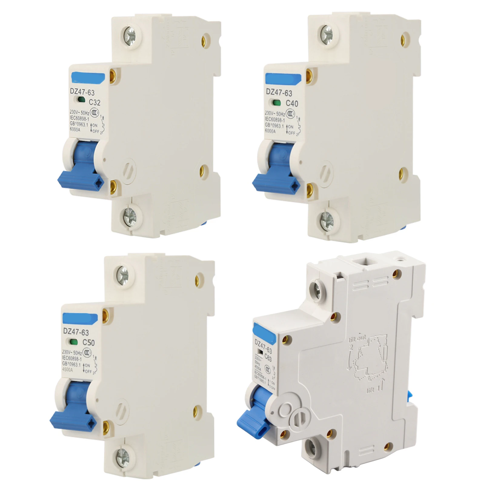 Miniature Circuit Breaker Rust Prevention DZ47 63 Terminal Quenching Treatment High Force Bearing Circuit Breaker for Bus Box