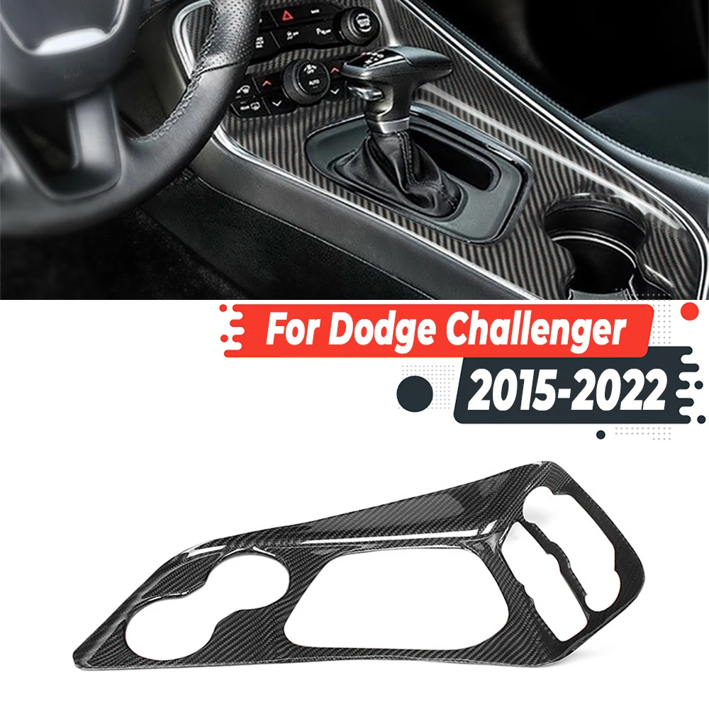 

Carbon Fiber Look Car Center Console Gear Shift Panel Cover Stickers Trim For Dodge Challenger 2015-2022 Interior Accessories