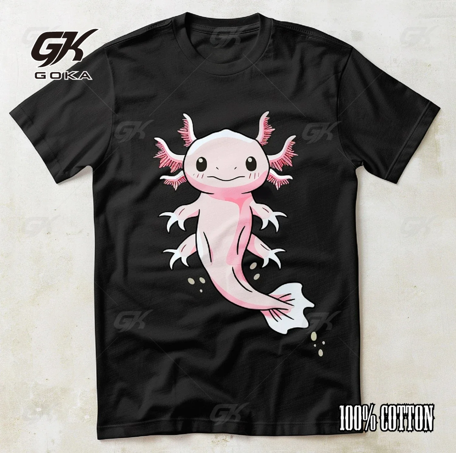 

Коллекция милых существ Kawaii Axolotls of Diverse Hues, рубашки с короткими рукавами и графическим принтом на заказ, уличная мужская одежда
