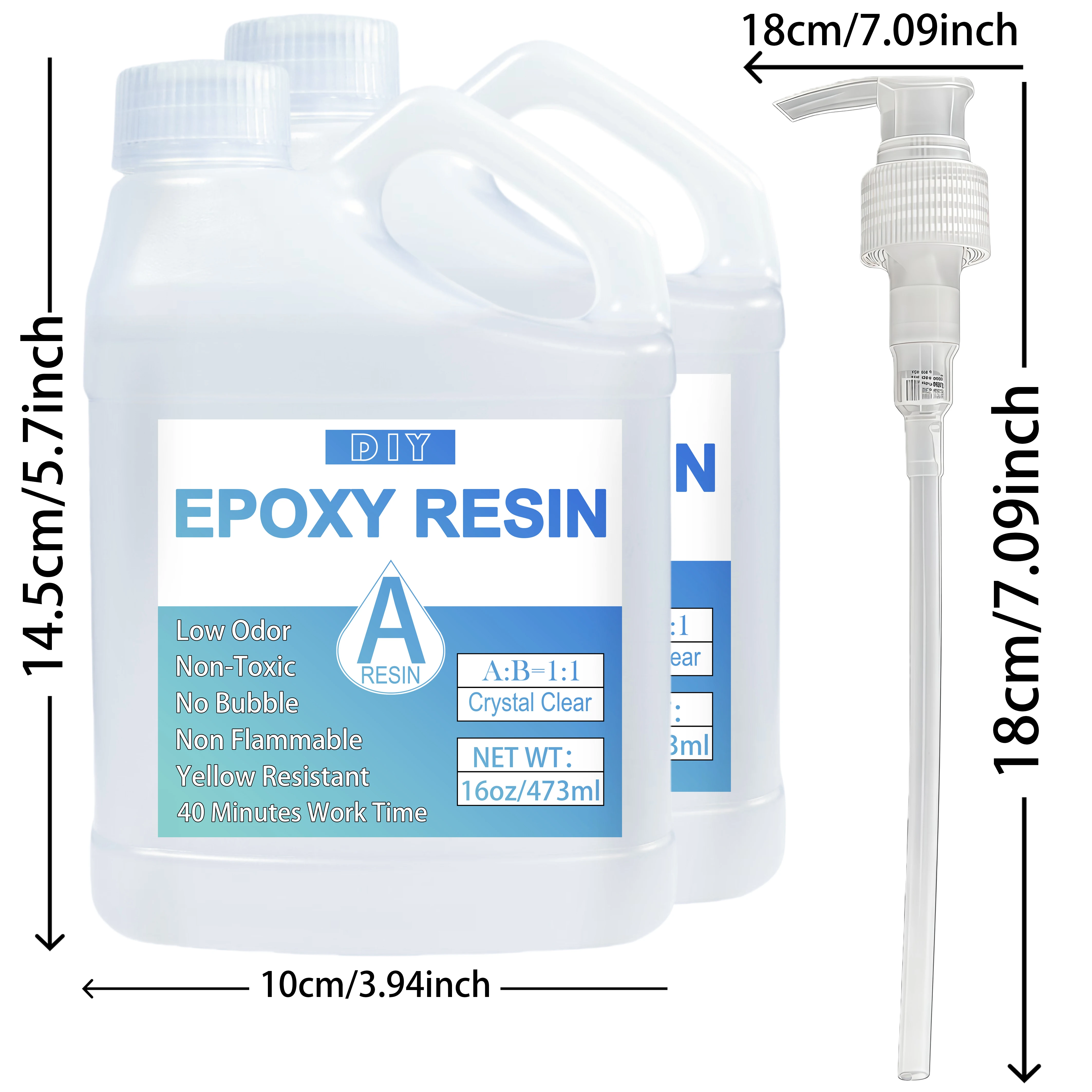 Super Clear Epoxy Resin Kit - No Bubble Fast Cure, High Gloss Art Resin with Low Odor, Crystal Clear Liquid for Jewelry Making
