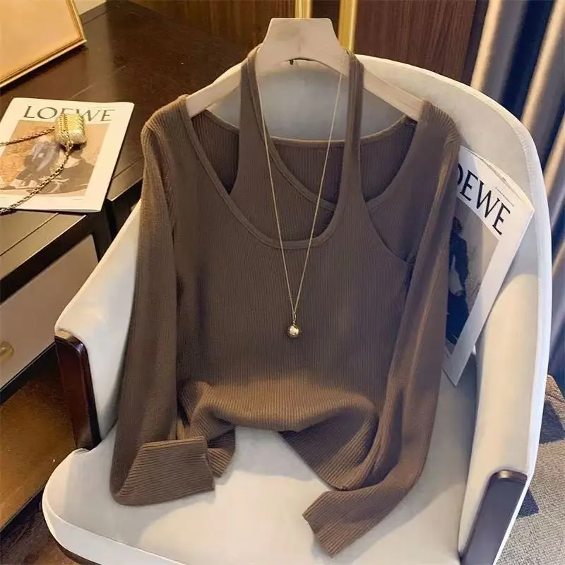 Spring Fashion Irregular Solid Color O-neck Long Sleeve T-Shirt Women Clothes Elegant Patchwork Pullover Undercoat Ladies Tops