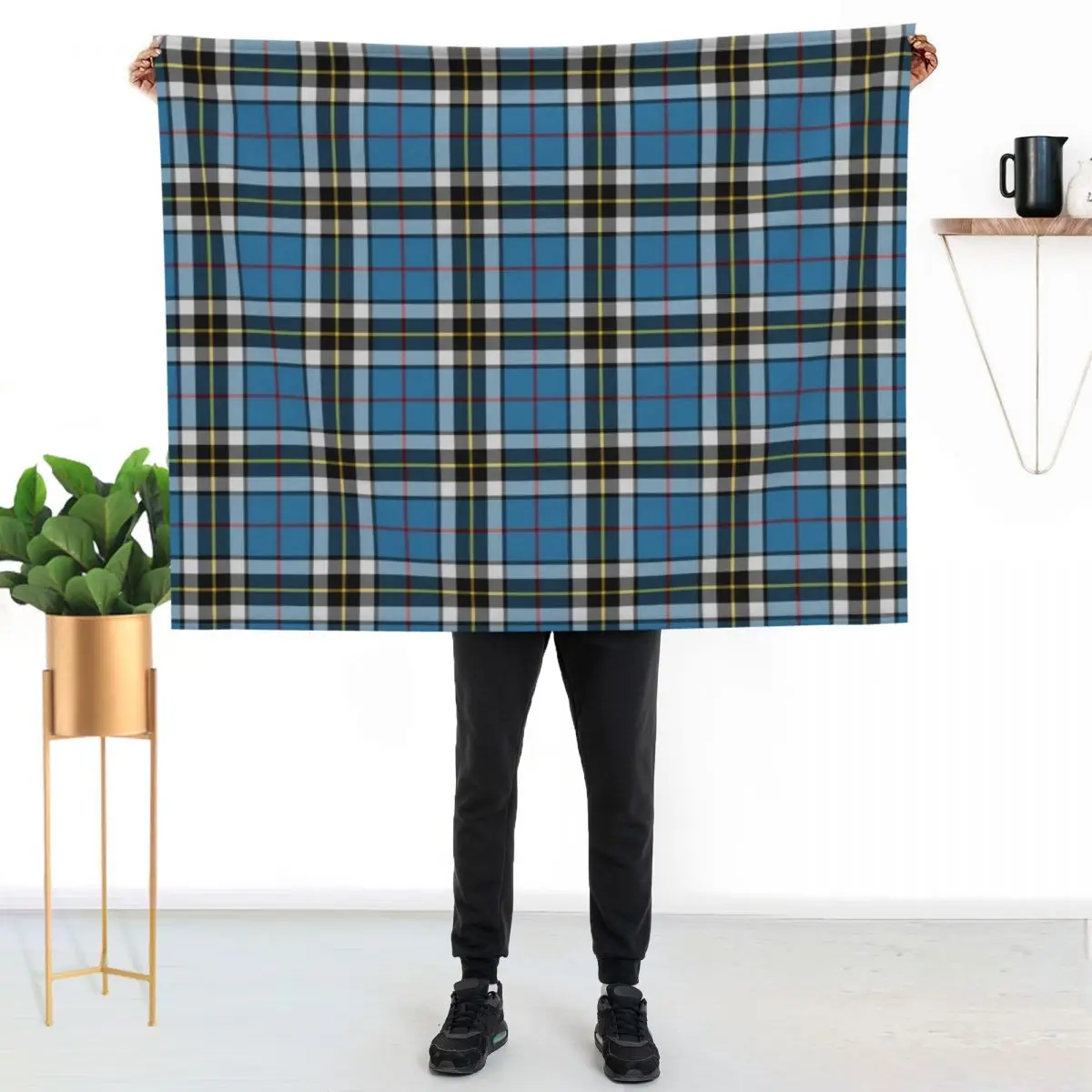 Thompson Blue Dress Tartan | Clan Thomson | Cute Tartan Throw Blanket Soft Plush Blanket as Housewarming Gift