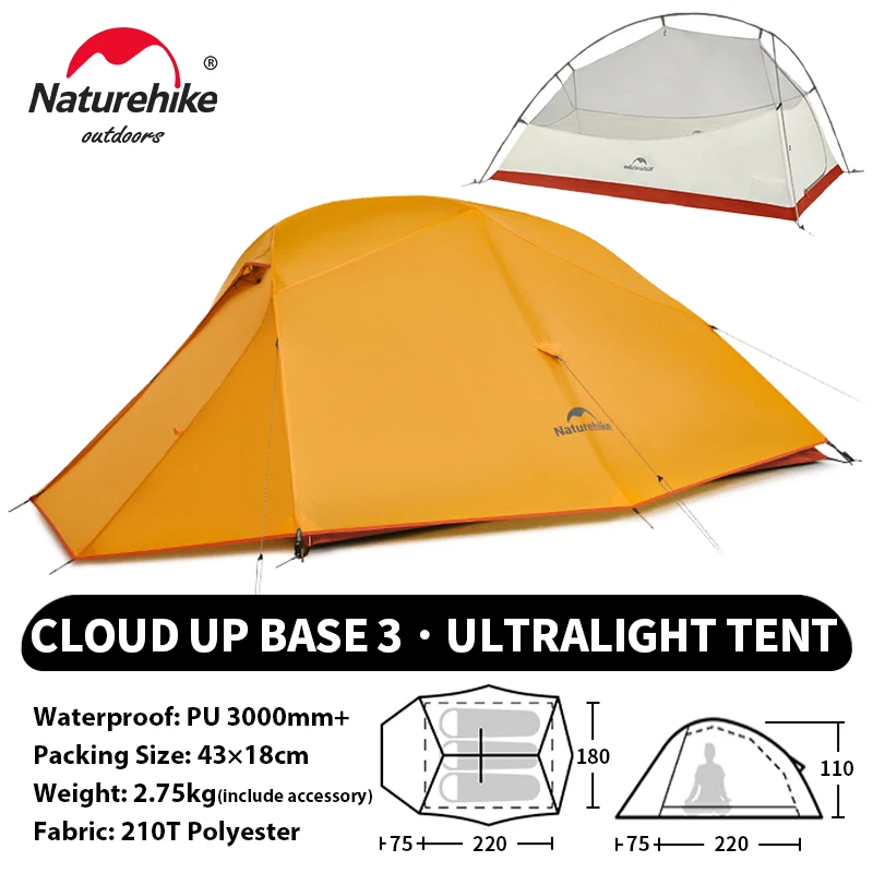Naturehike Upgraded Cloud Up 3 Person Tent Outdoor Camping Tent