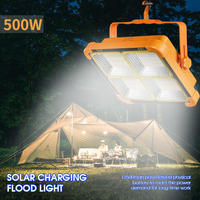 500W Solar Flood Light LED 4 Modes Solar Power Rechargeable Battery Outdoor Waterproof Reflector Spotlight Camping Work Lamp