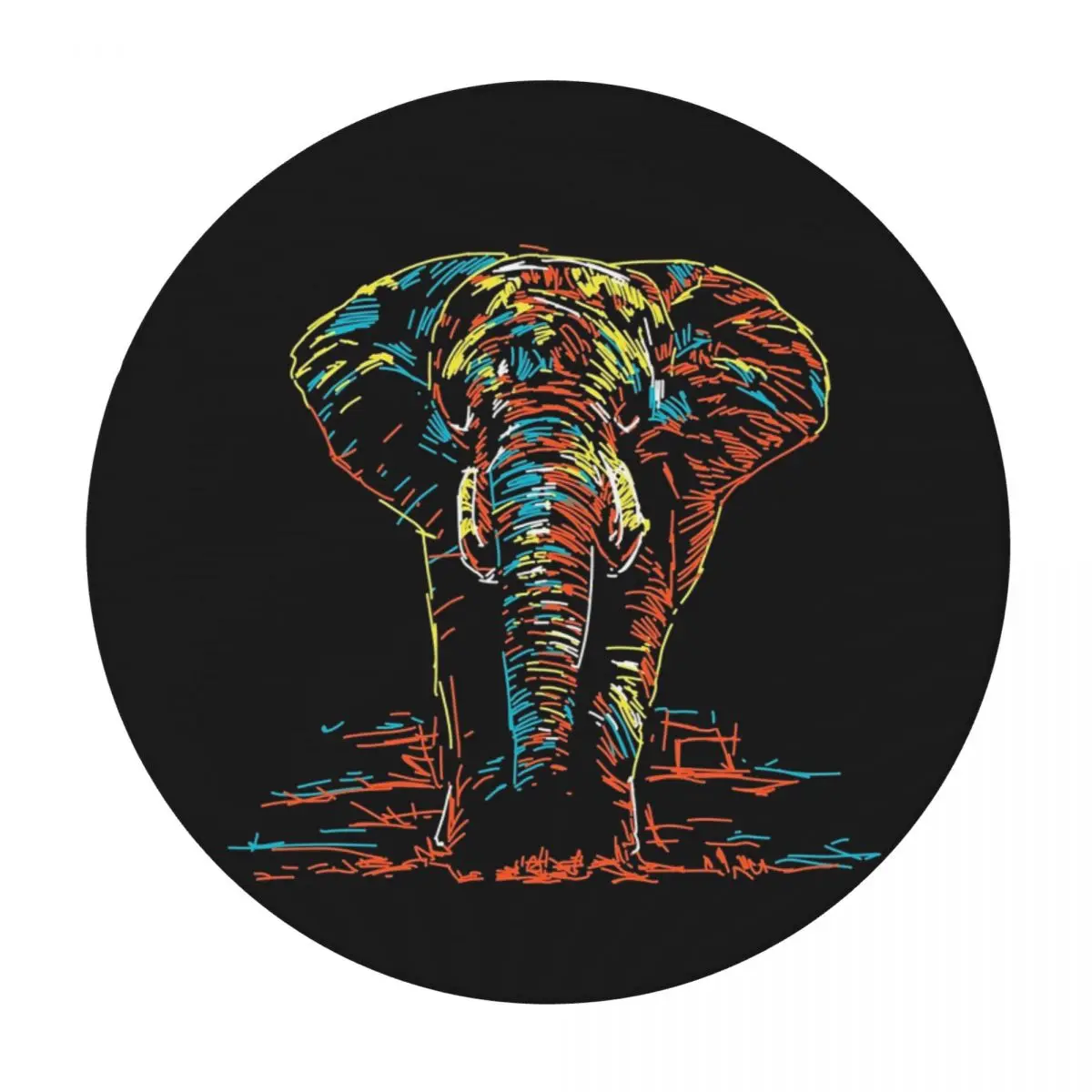 Colourful Abstract Elephant Neon Illustration Waterproof Round Tablecloth Oilproof Table Cloth Kitchen Events Dining Table Cover