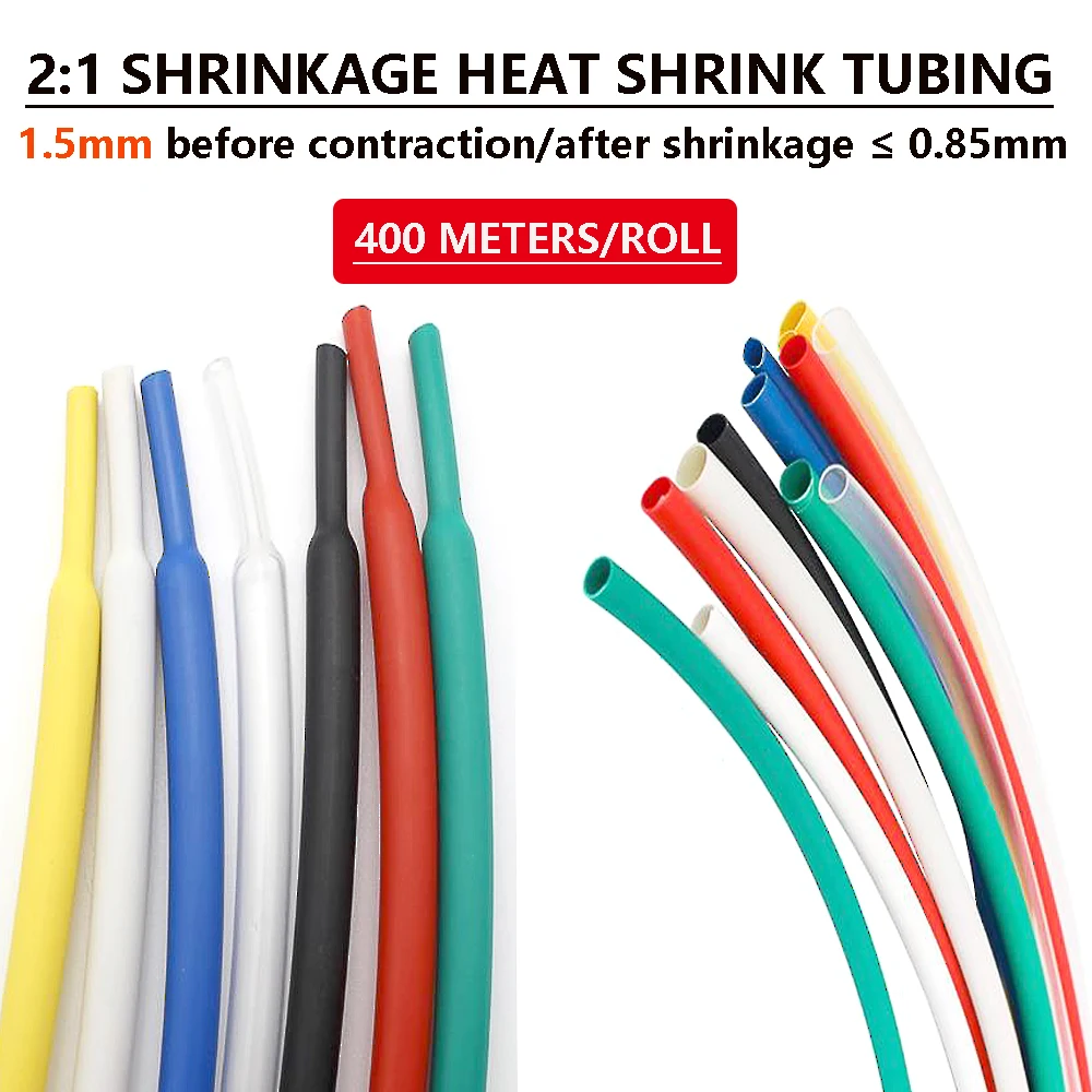 1.5mm Shrinkage Ratio of 2:1 White Wordless Flame Retardant PE Sleeve After Shrinkage ≤ 0.85mm 400m/roll cannot be printed