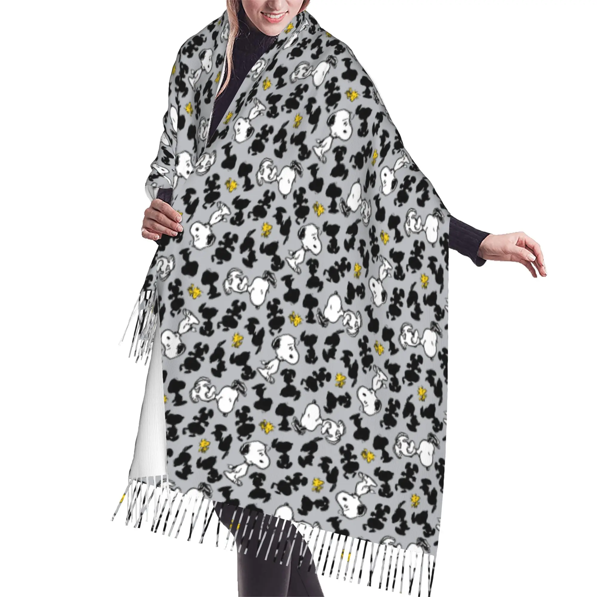 Customized Printed S-snoopied Dog Scarf Women Men Winter Warm Scarves Anime Manga Shawl Wrap