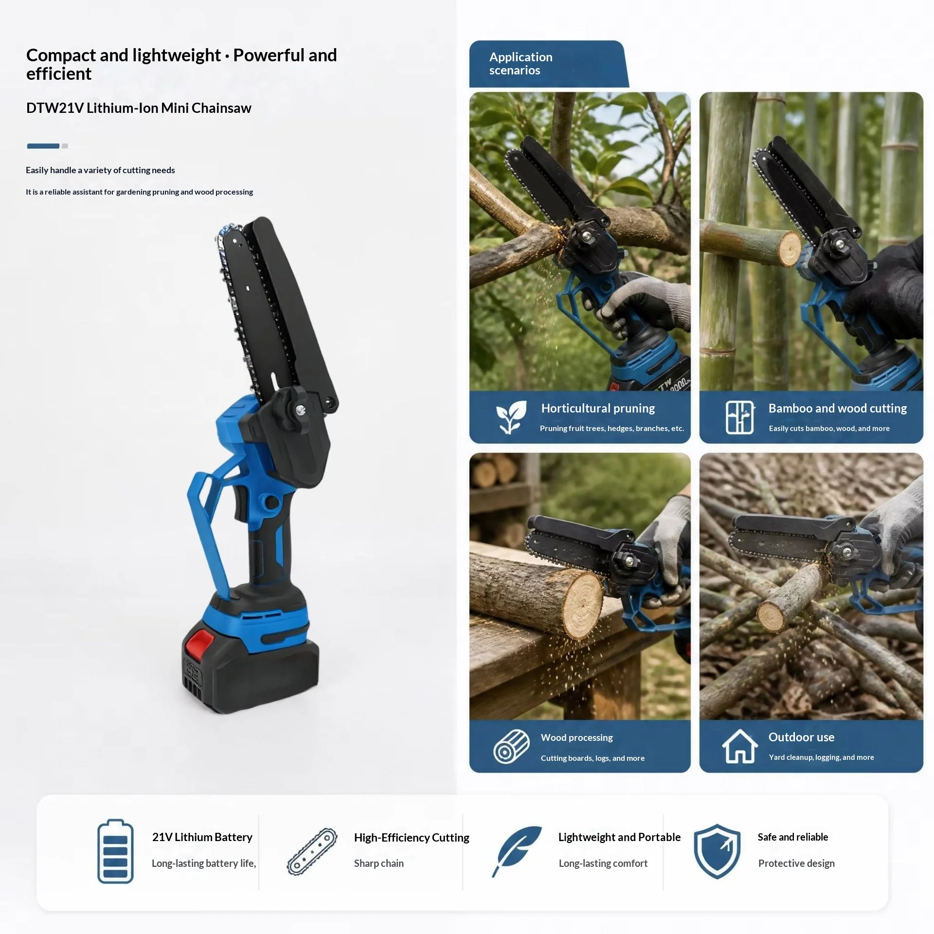 6-Inch High Branch Saw For Logging And Chopping Trees, Lithium Battery Mini Electric Chain Saw, Wireless Saw 전기톱 전동톱 무선 전기톱 절단기