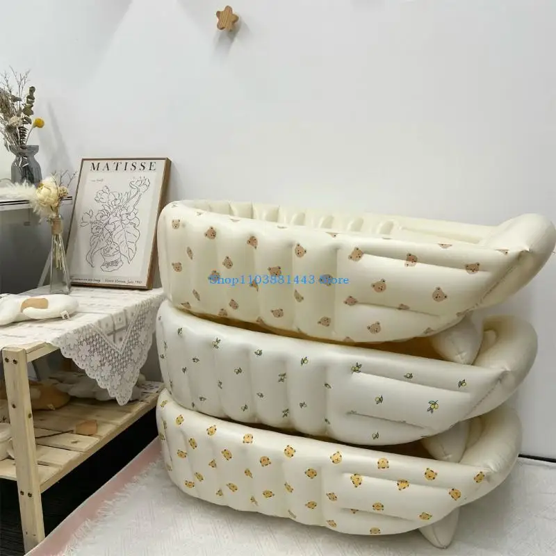 

Q6RE 35inch Inflatable PVC Bathtub for Newborn Unisex Print Baby Bathtub Shower Swimming Pool Outdoor Game Pool Travel Gear