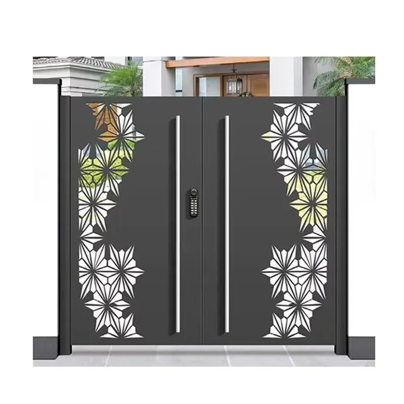 Private Custom Villa Residential Garden Aluminum Alloy Intelligent Password Remote Control Electric Plain Gate for Courtyard