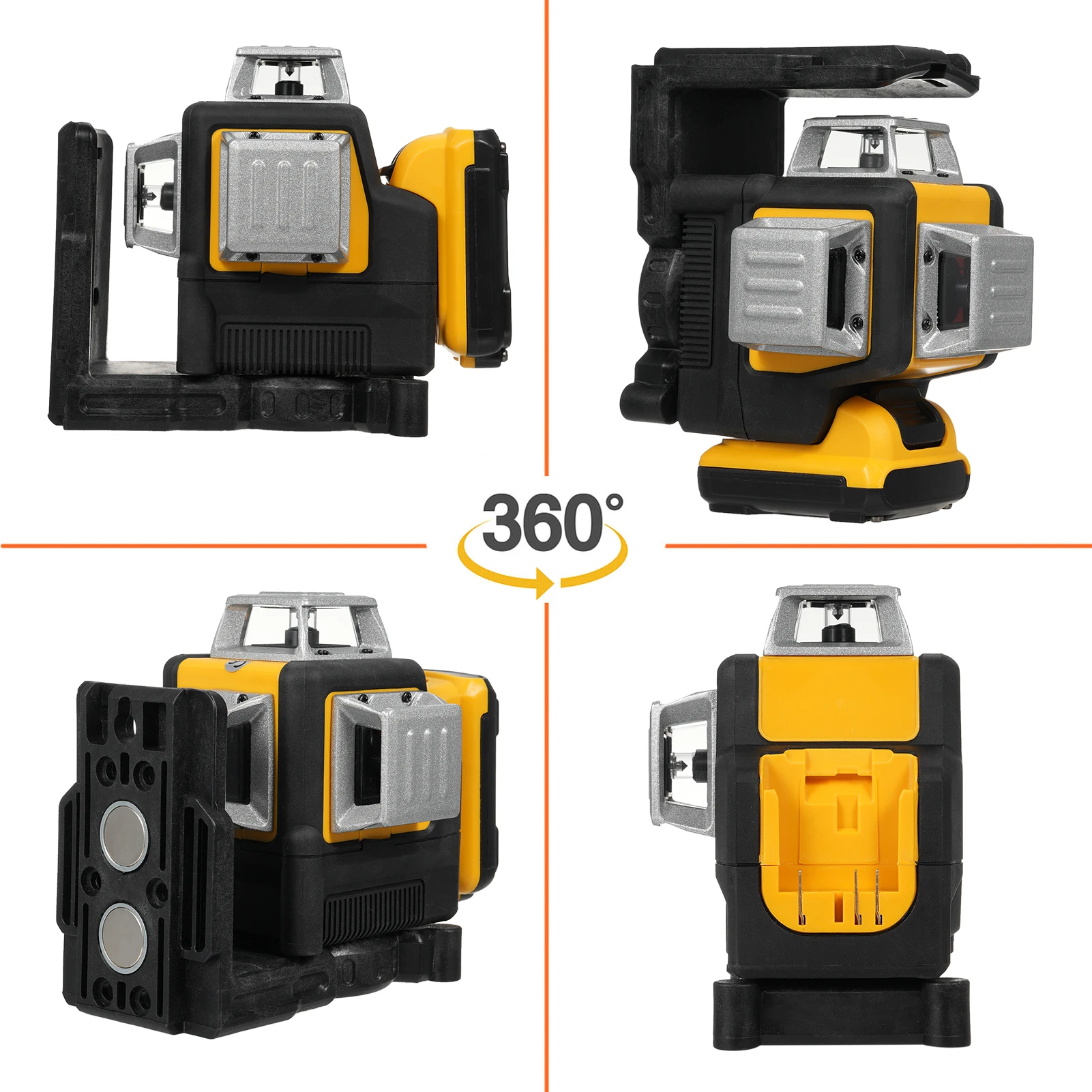 12 خطًا مستوى ثلاثي الأبعاد التسوية الذاتية 100 قدم خارجي قوي في الداخل مستوى خط شعاع أخضر 3x360 °   أداة المستوى الرأسي الأفقي لـ Con