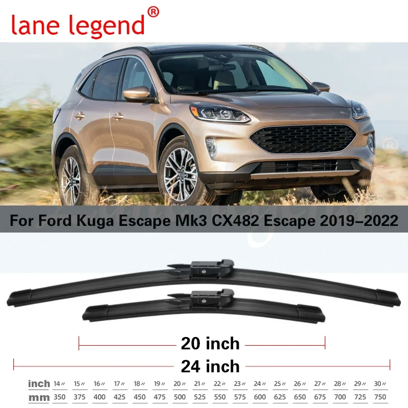 Escobilla de limpiaparabrisas delantero para Ford Kuga Escape Mk3 CX482 Escape 2019, 2020, 2021, 2022, cepillos, accesorios para parabrisas, ventana